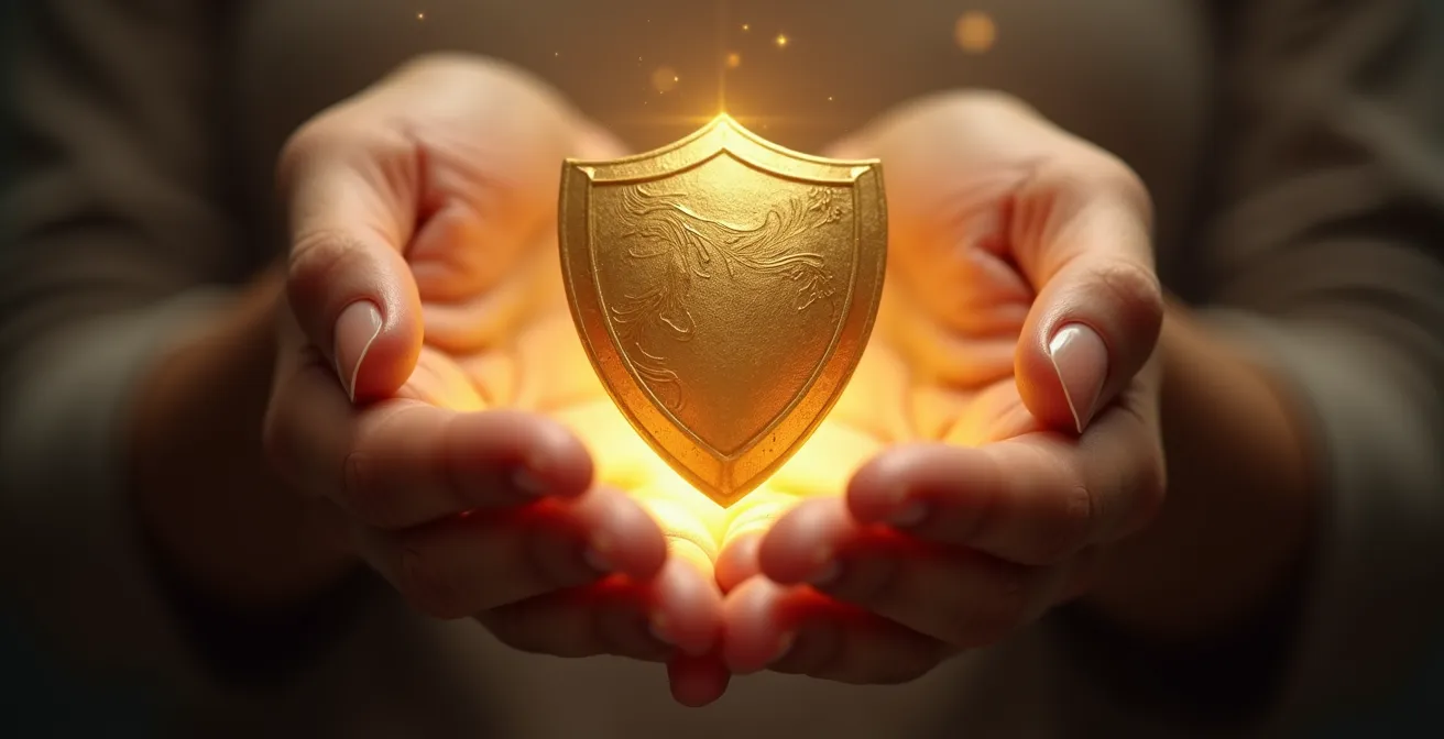 Représentation symbolique de la protection familiale par une assurance vie