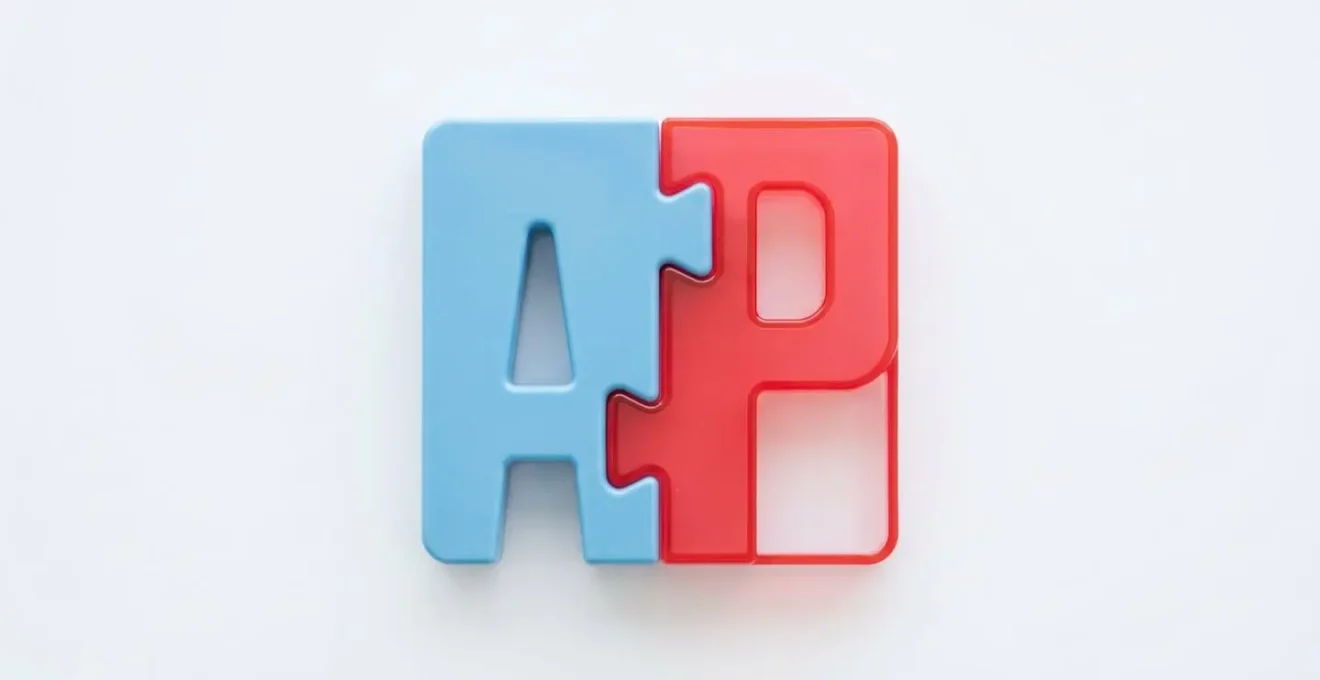 Deux pièces de puzzle bleue et rouge s'emboîtant pour former un carré, symbolisant la complémentarité du PER et de l'assurance vie.